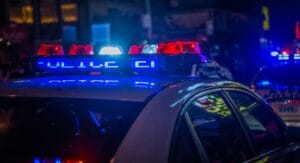 Police car with flashing lights