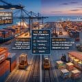 Container port showing the difference between FCL and LCL